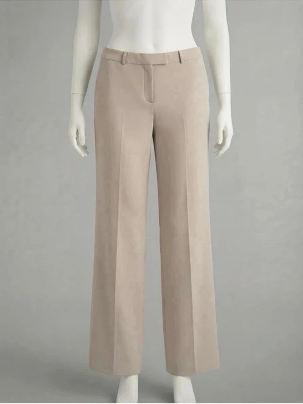 Anne Klein Neutral Beige Wide-Leg Dress Pants